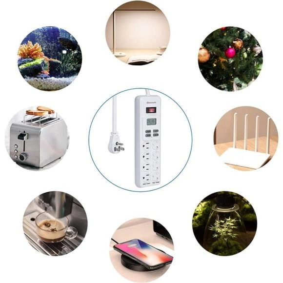 DEWENWILS 8-Outlet Power Strip with Timer (4 Timed/ 4 Always On), 6ft SJT Cord - Picture 6 of 6